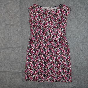 Boden Pink and White Sheath Midi Dress Cap Sleeve Crew Neck